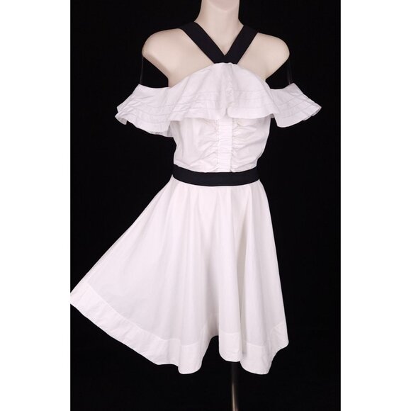 Derek Lam 10 Crosby Off The Shoulder Halter Dress 0 XS White Poplin $495US - Picture 6 of 11